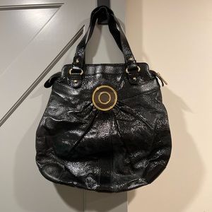 Badgley Mischka black patent leather shoulder bag
